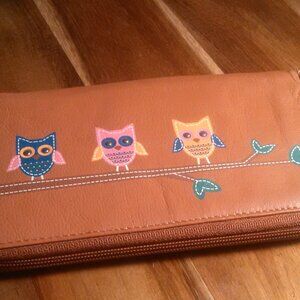 Union Code Genuine Tan Leather RFID Protected Owl Wallet